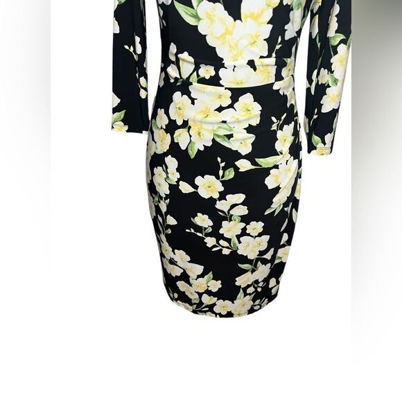 LAUREN RALPH LAUREN FLORAL BLACK & YELLOW CLASSY/CLASSIC DRESS WOMENS SIZE 4 - Picture 6 of 10